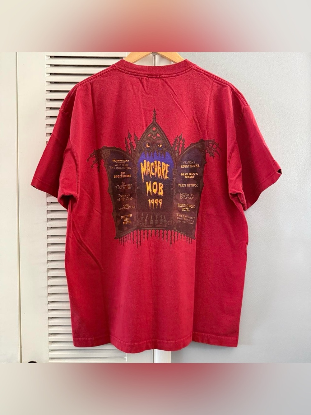 Vintage 90’s Knott’s Scary Farm ‘MACABRE MOB 1999’ Promo T-shirt Sz XL
